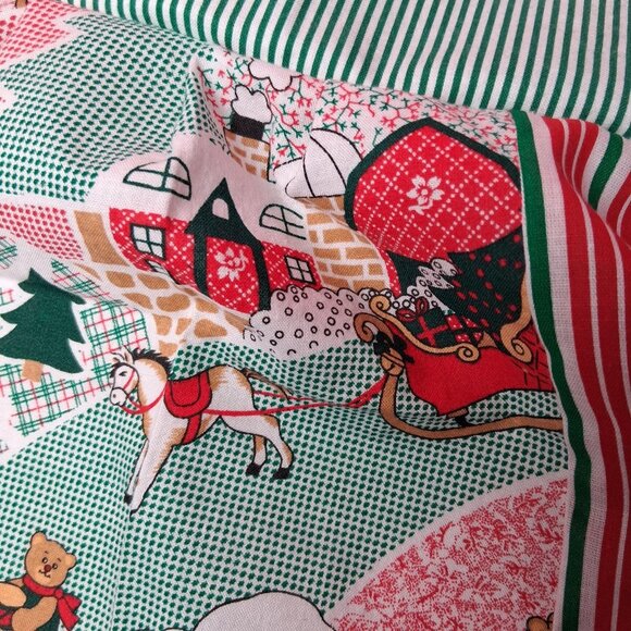 Handmade Christmas Apron Patchwork Holiday Teddy Bear Santa Claus One Of A Kind - Picture 7 of 11